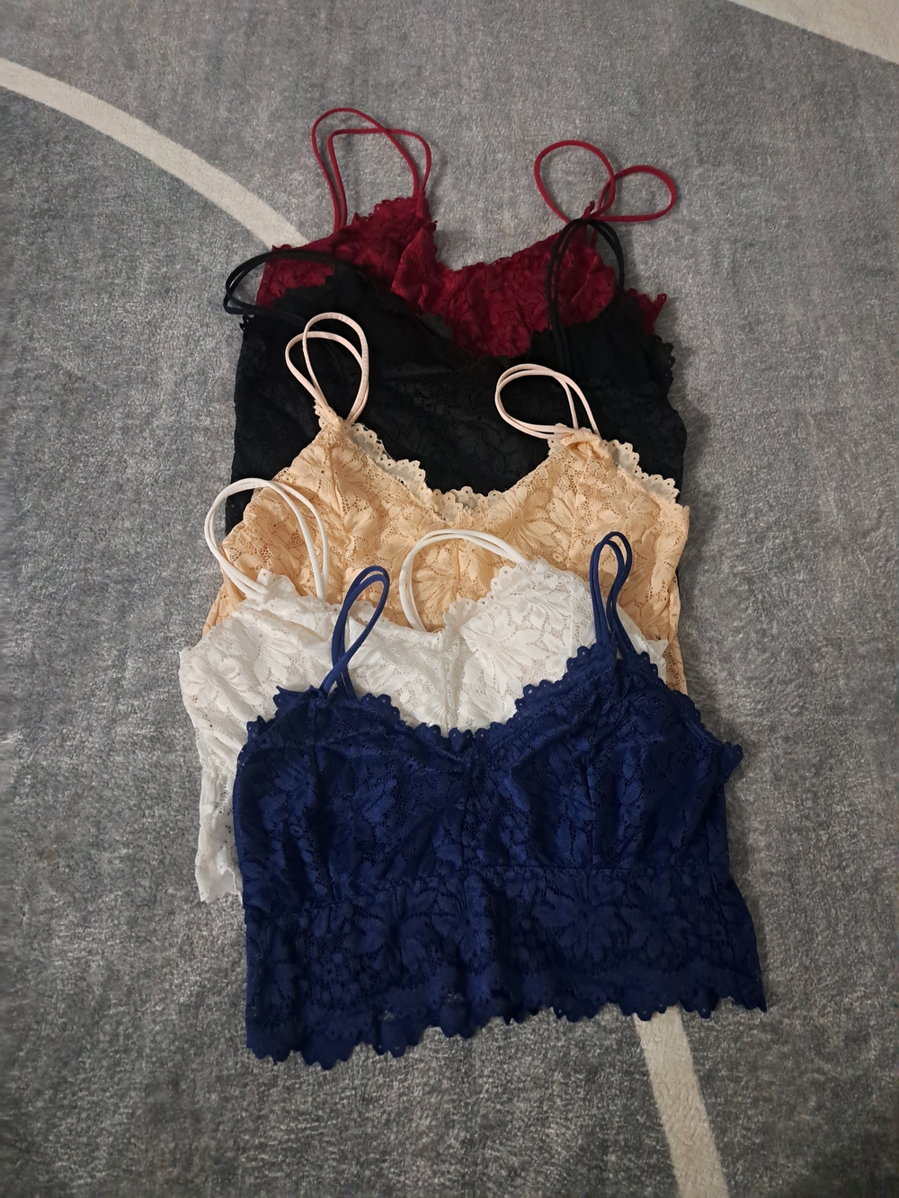 Lace Bralette Camisole Set - Navy, White, Cream, Black, Burgundy